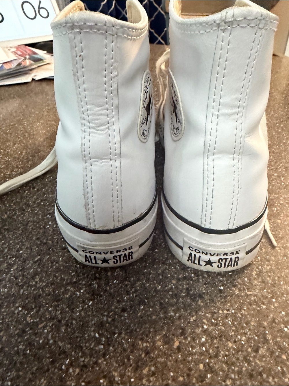 Converse Leather White High Top Sneakers - Picture 4 of 7